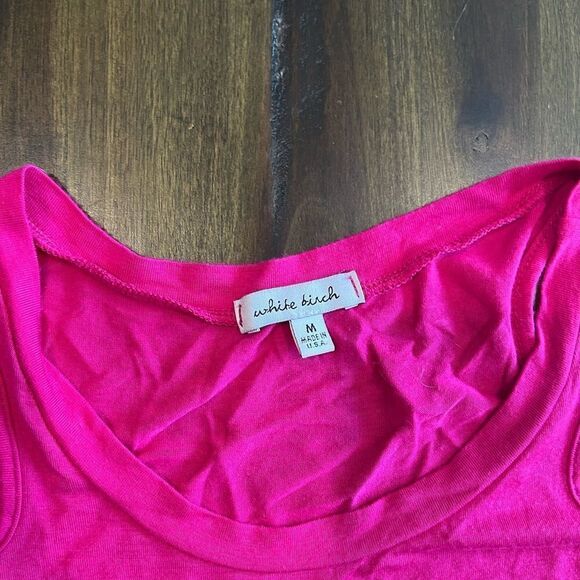 White Birch Hot Pink Sleeveless Cold Shoulder Blouse - Picture 2 of 6